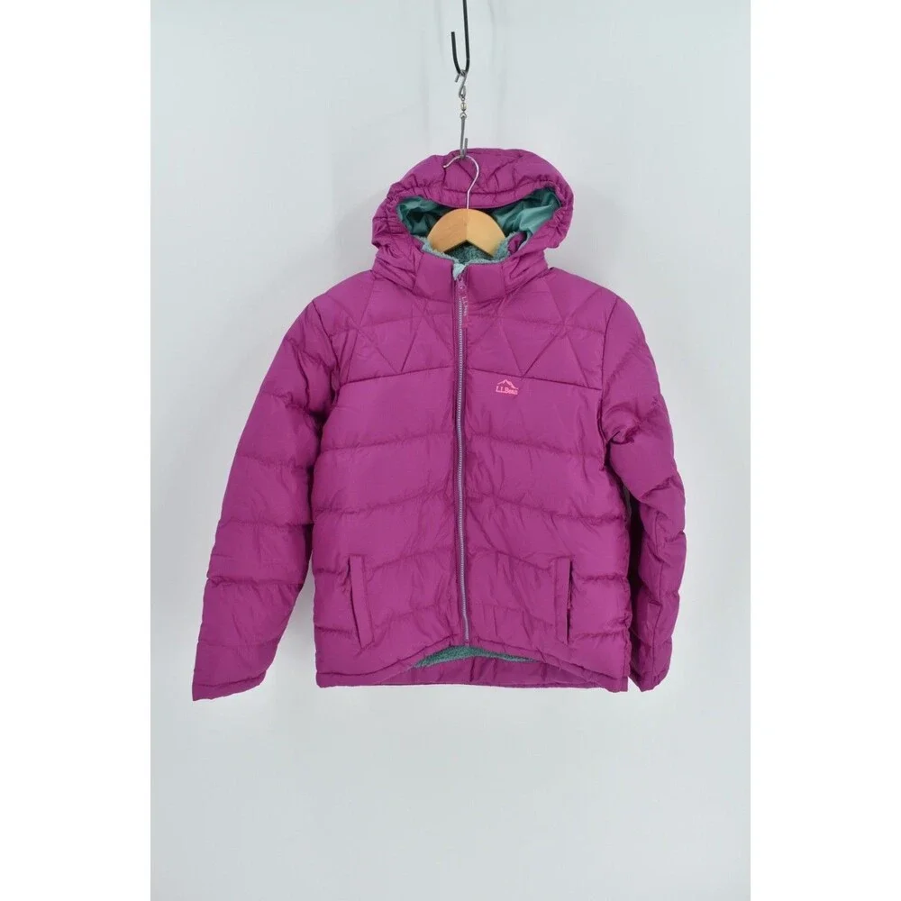 LL Bean Youth XL 18 Wild Aster Pink Sherpa Lined Removable Hood Jacket NWT